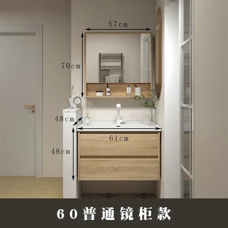 Jewelry Locker Decorations Bathroom Cabinet Small Mirror Wooden Closet Display Cabinet Shelves Washbasin Gabinetesalon Furniture