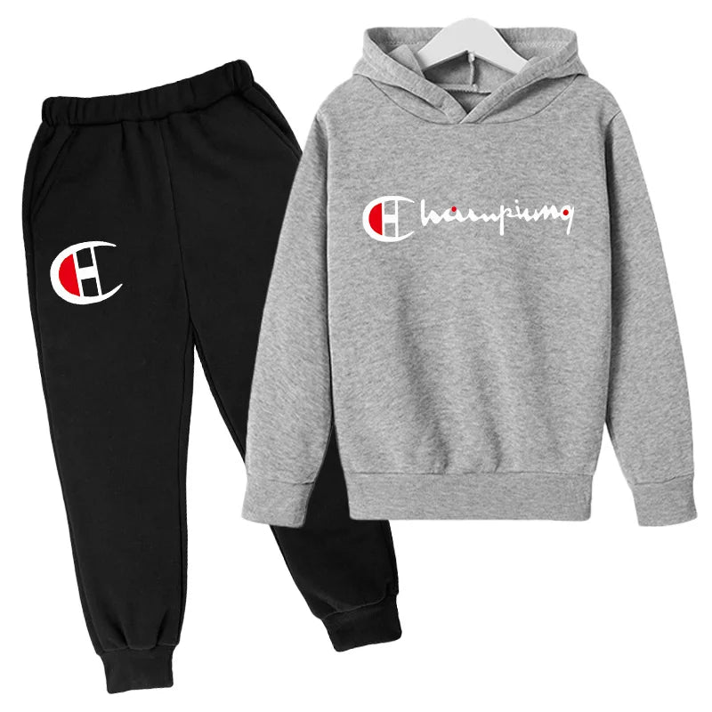 2023 Children's Spring and Autumn Hoodie Suit Boys Outdoor Sports Clothes Girls Jogging Hoodie + Trousers Clothing Coat