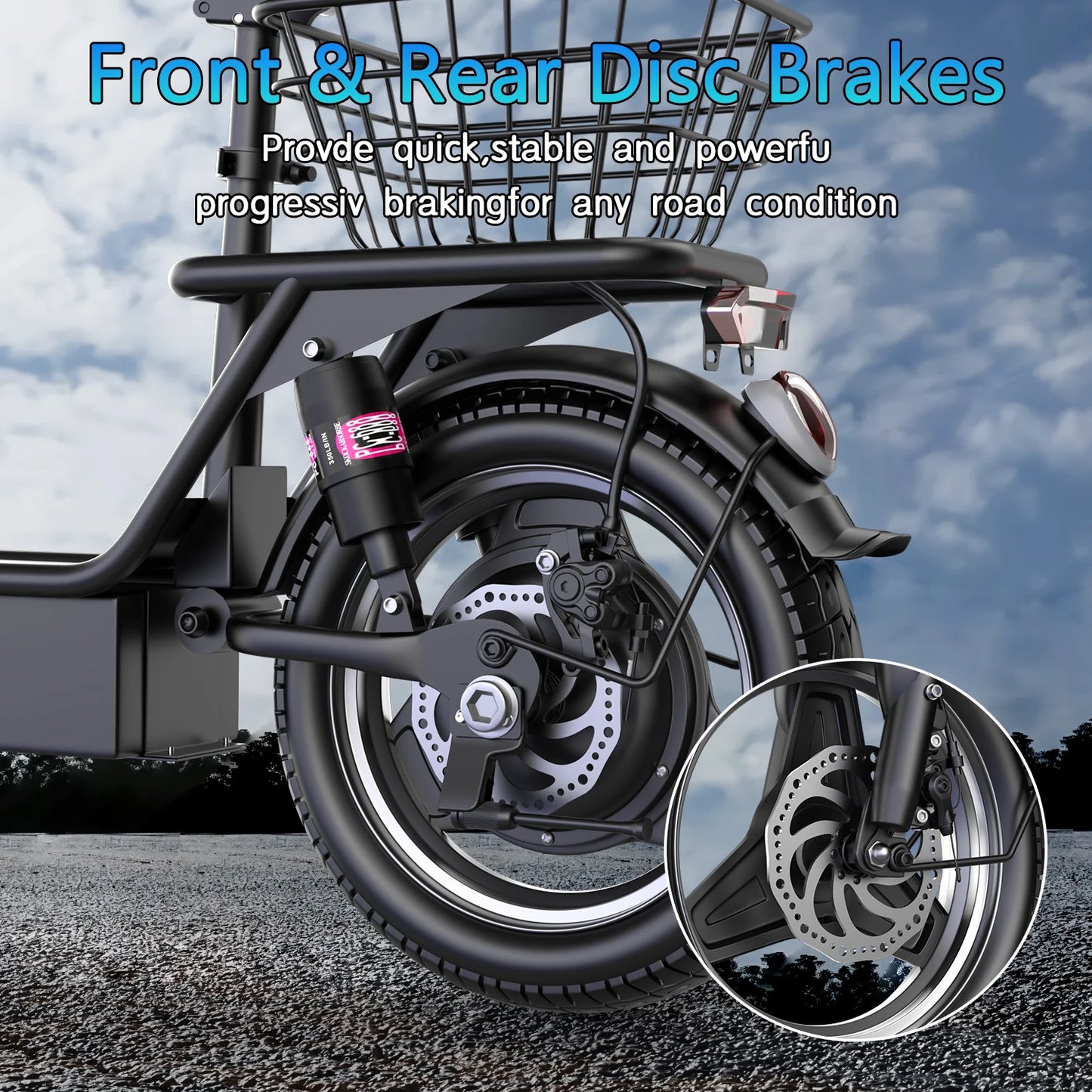Foldable Electric Scooter with Basket for Adults, 500W Motor, Full Suspension, Motor Escooter Suitable for Commutting Travel