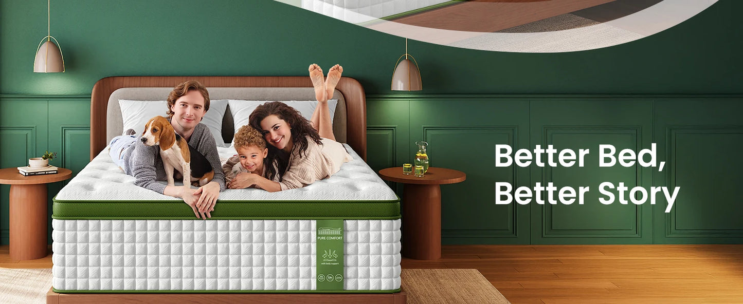 BedStory 14'' Full/King/Queen Size Hybrid Mattress, Gel Memory Foam & Pocket Springs for Pressure Relief, Manufactured in USA