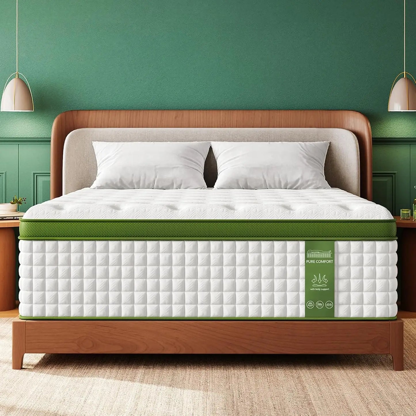 BedStory 14'' Full/King/Queen Size Hybrid Mattress, Gel Memory Foam & Pocket Springs for Pressure Relief, Manufactured in USA