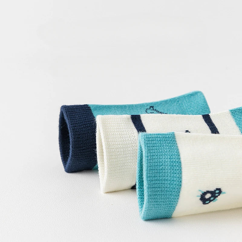 Kids' Socks 5 Pairs/lot Soft Cotton Thin Socks Spring Autumn Cotton Socks Medium Little Boys Crew Sock Baby Cartoon Pattern