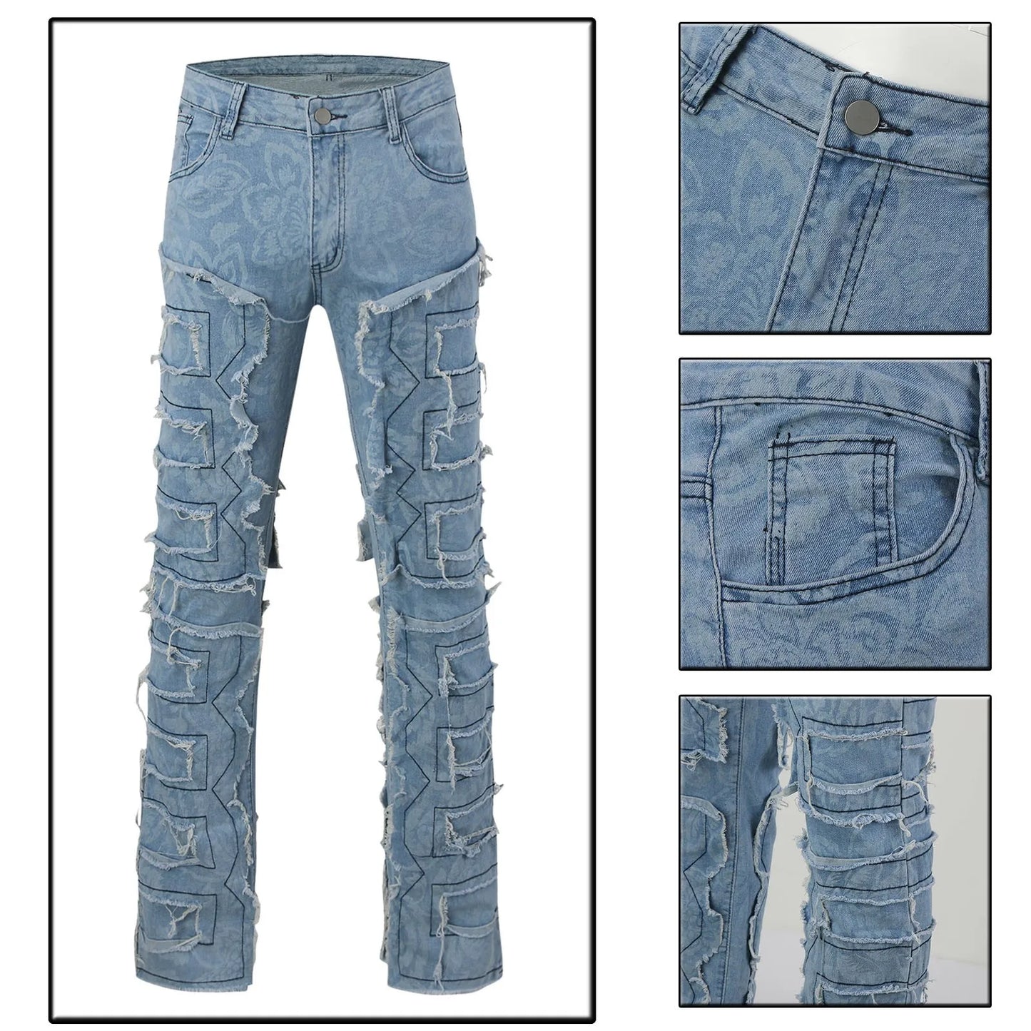 Men Casual Tassels Multi Pocket Cargo Pants