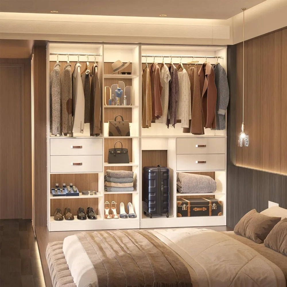 Freestanding Closet System, 40 Inches Stand-Alone Wardrobe with 10 Shelves, 80'' Height Adjustable Cloth Garment Rack