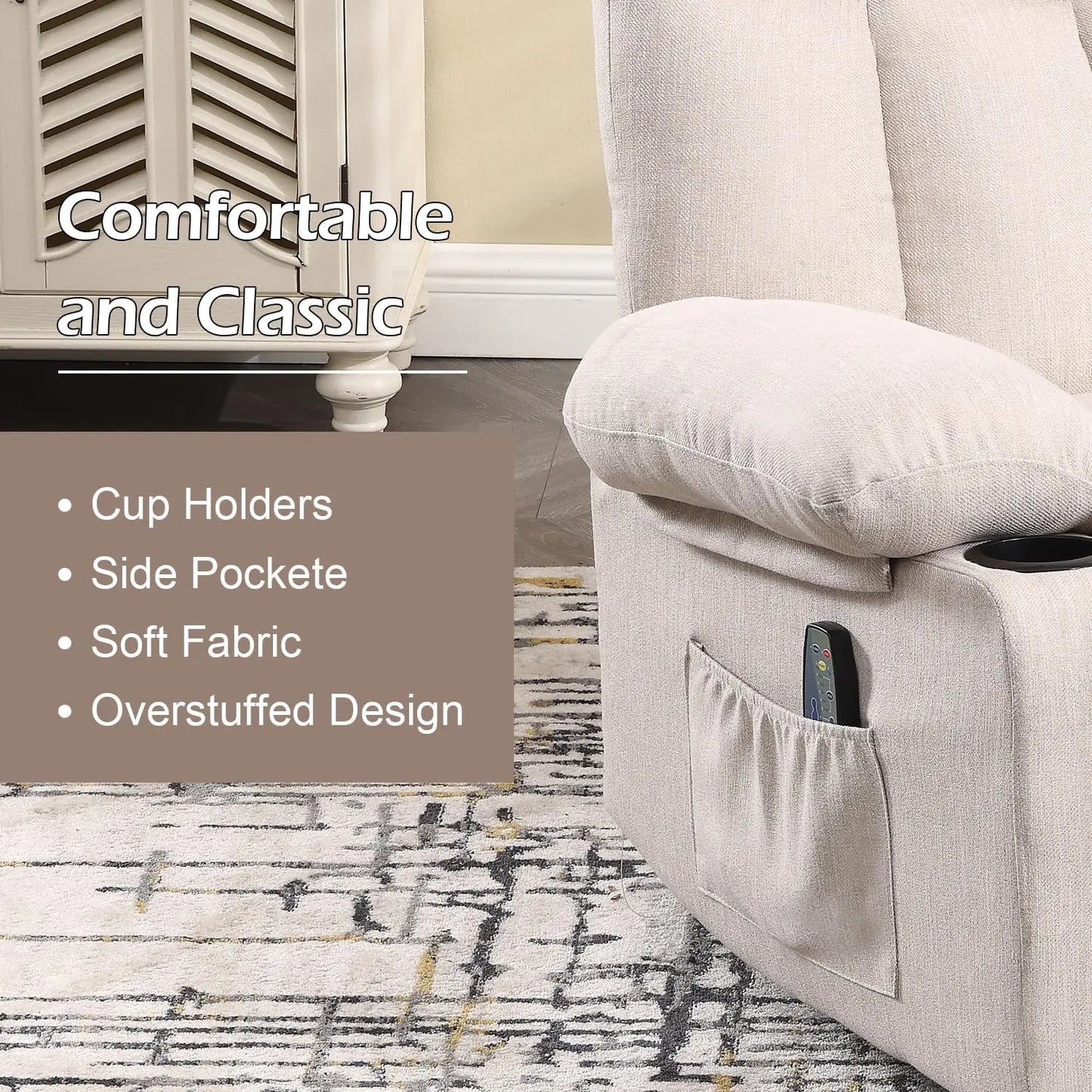 Massage Swivel Rocker Recliner with Heat and Vibration for Living Room Bedroom