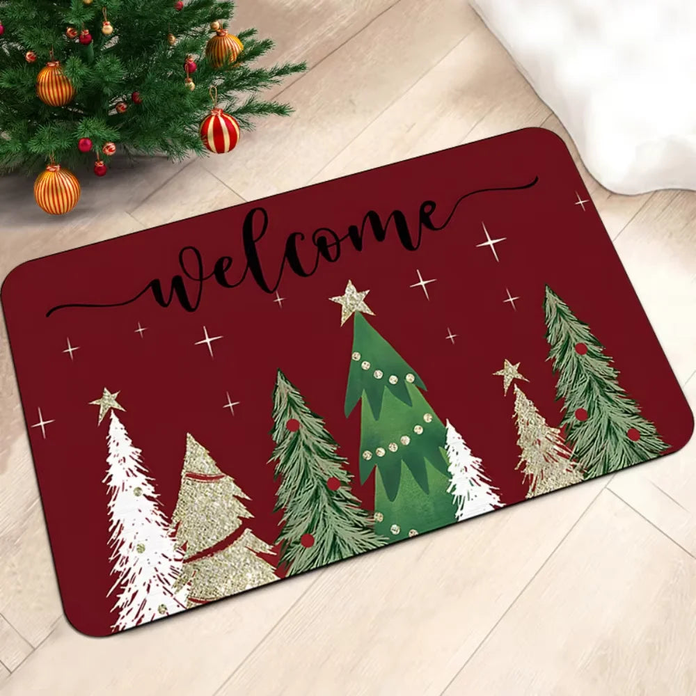 VIKAMA Christmas Carpet Red Festive Carpet Soft Living Room Carpet Rug For Bedroom Doormat Welcome Mat Outdoor Carpet Home Decor