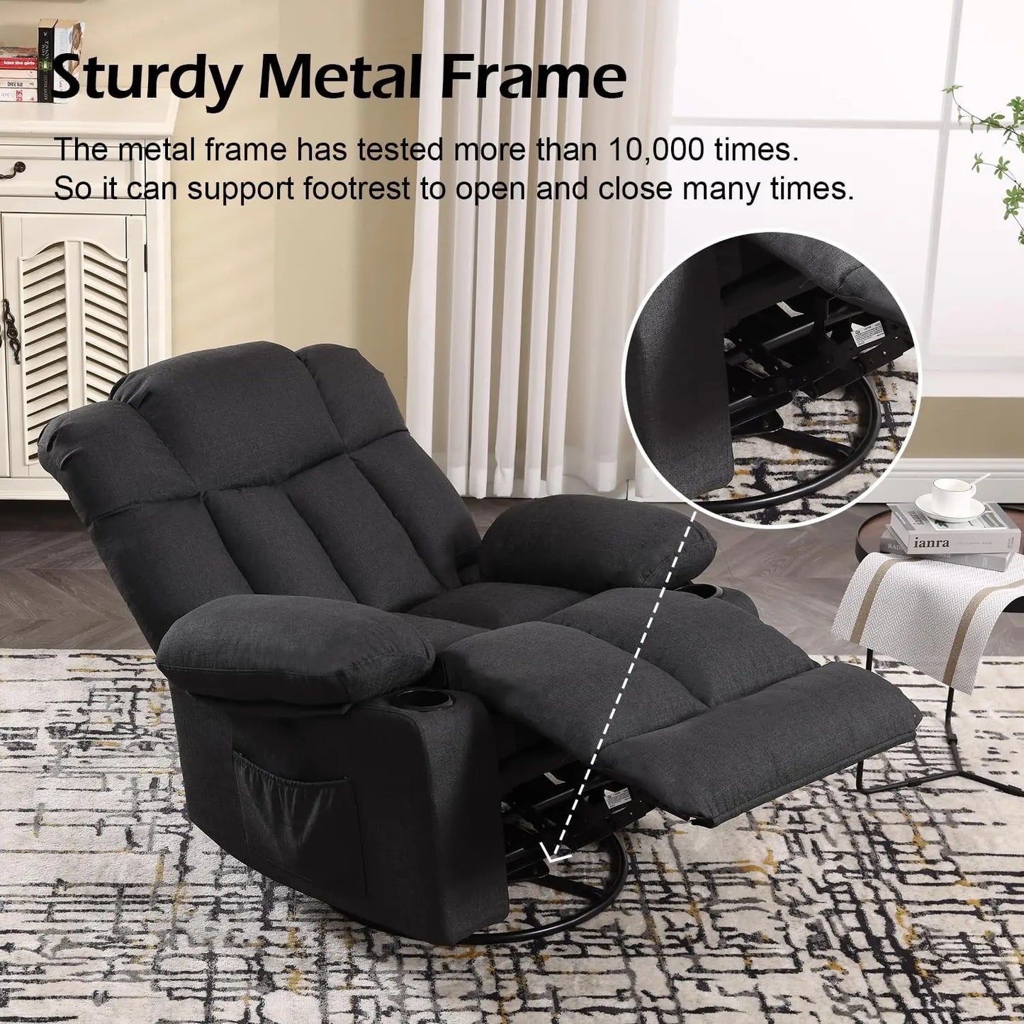 Massage Swivel Rocker Recliner with Heat and Vibration for Living Room Bedroom