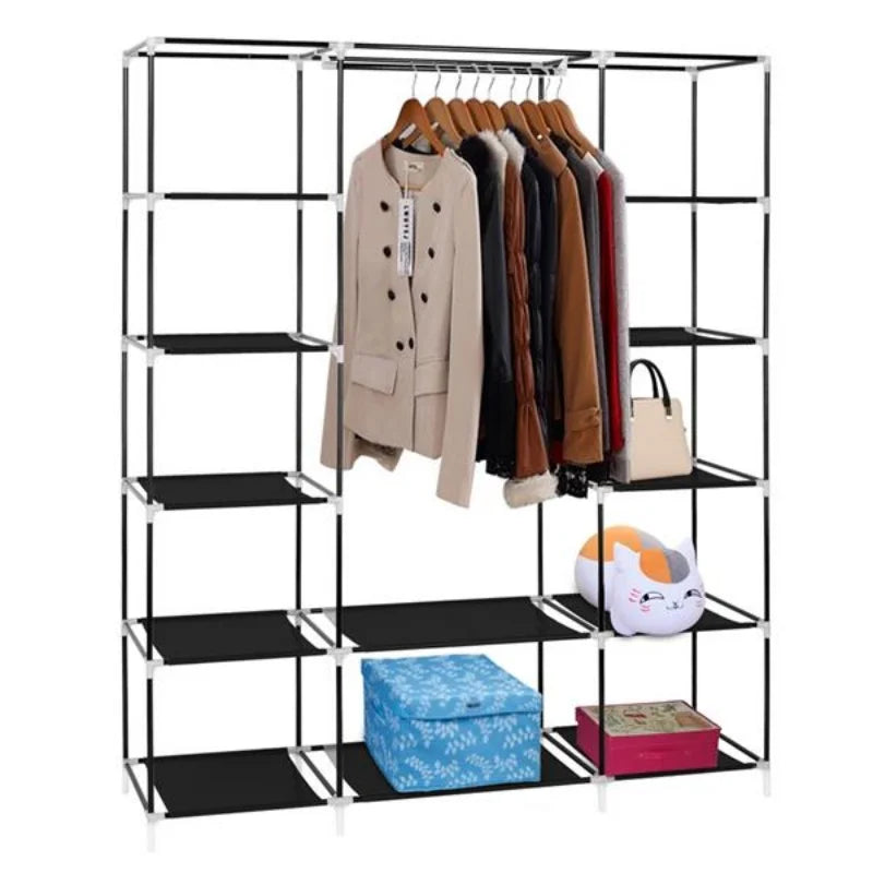 Bedroom Wardrobe Non-Woven Fabrics Portable Folding Dust-proof Closet Waterproof Storage Cabinet Home Furniture With Rack