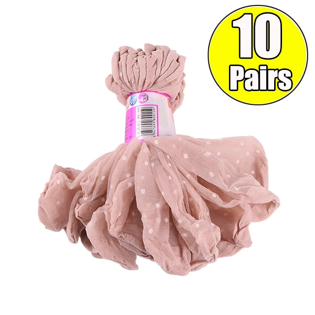 Black Dot Transparent Socks Ultra-thin Elastic Women Crystal Silk Socks Nylon Fashion Ladies Summer Short Ankle Socks