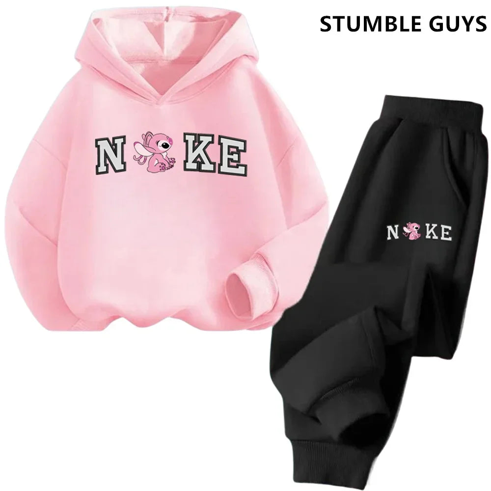 Children's Clothing Stitch Hoodie Set Boys Girls Casual Long-sleeved Sweatshirts Tops2-13 Years Old Kids Casual Trucksuit