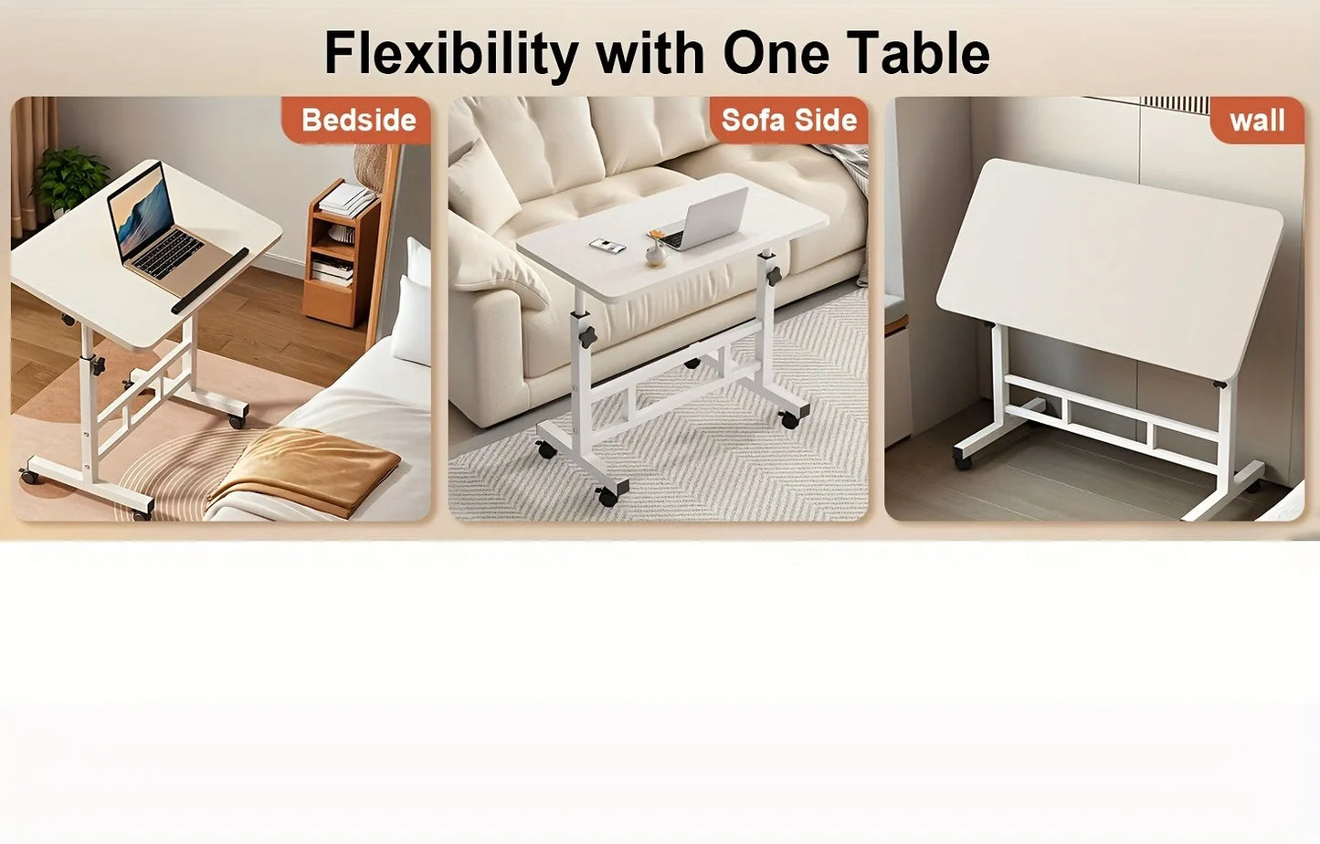 Standing Desk Adjustable Height Mobile Computer Desk with Universal Wheel Stable Sturdy Durable Spacious Study Table for Home