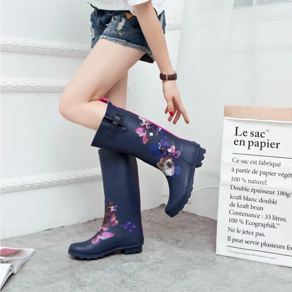 Fashionable Women's High Tube Rain Boots,