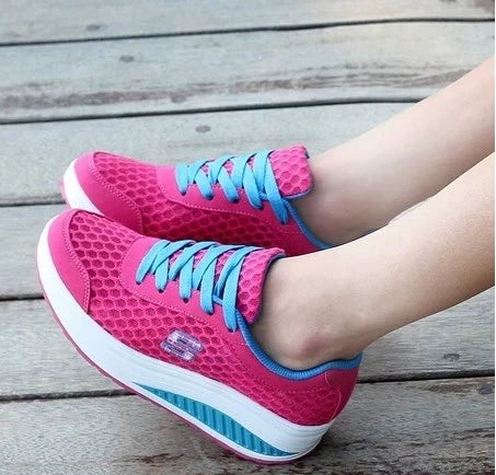 Platform Mesh Surface Breathable Korean Style Running Rocking Shoes