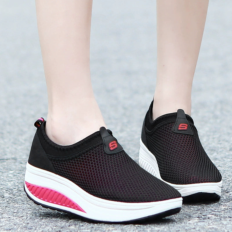 Platform Mesh Surface Breathable Korean Style Running Rocking Shoes