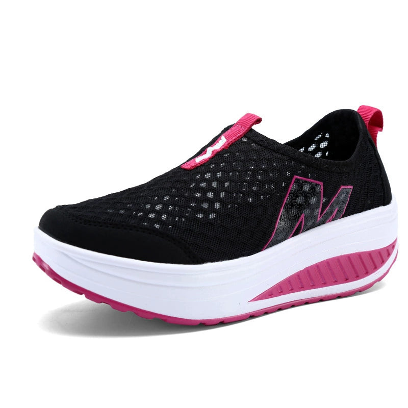 Platform Mesh Surface Breathable Korean Style Running Rocking Shoes