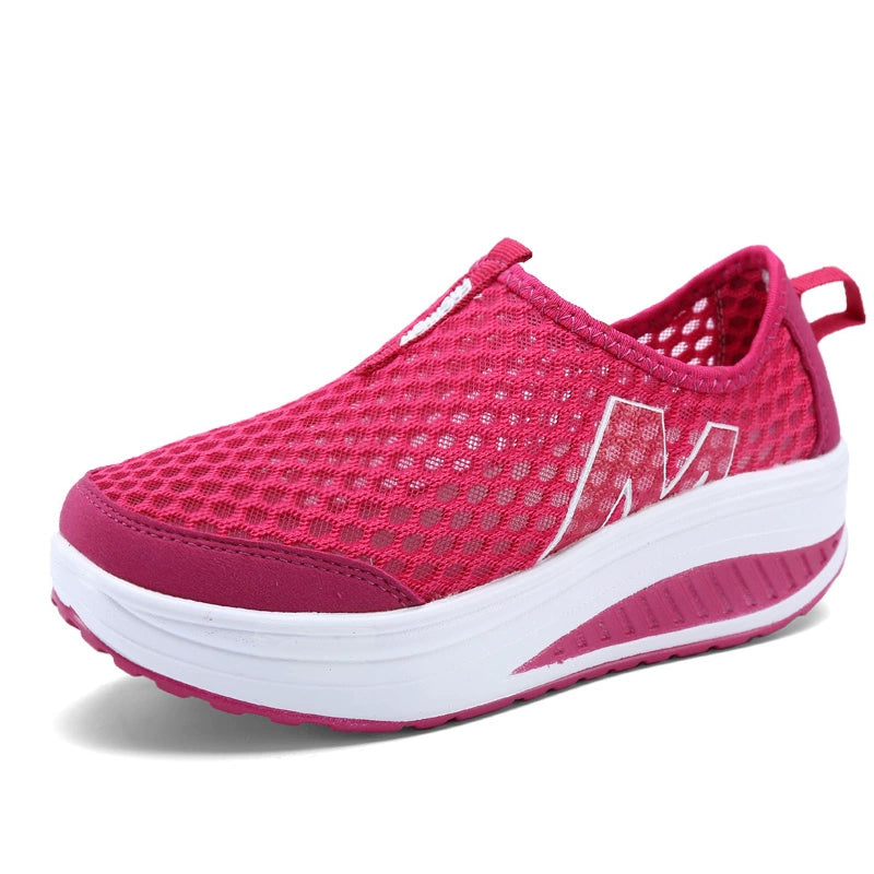 Platform Mesh Surface Breathable Korean Style Running Rocking Shoes