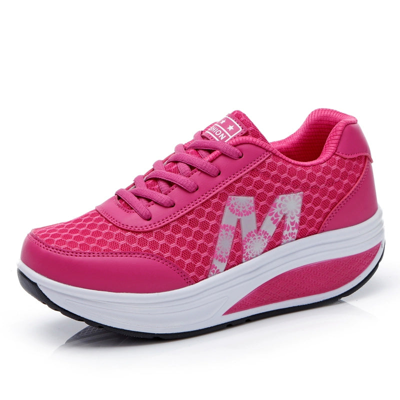 Platform Mesh Surface Breathable Korean Style Running Rocking Shoes