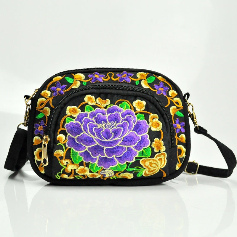 Vibrant Floral Embroidered Crossbody Bag for Women - Travel Accessory | Vibrant Pattern Bag | Coin Purse