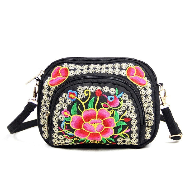 Vibrant Floral Embroidered Crossbody Bag for Women - Travel Accessory | Vibrant Pattern Bag | Coin Purse