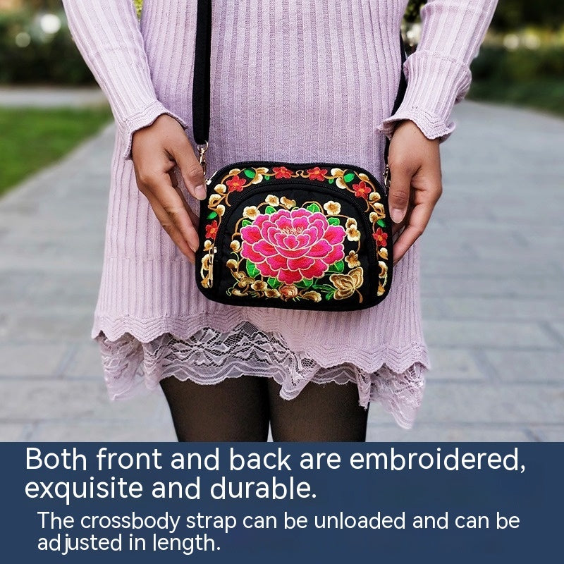 Vibrant Floral Embroidered Crossbody Bag for Women - Travel Accessory | Vibrant Pattern Bag | Coin Purse