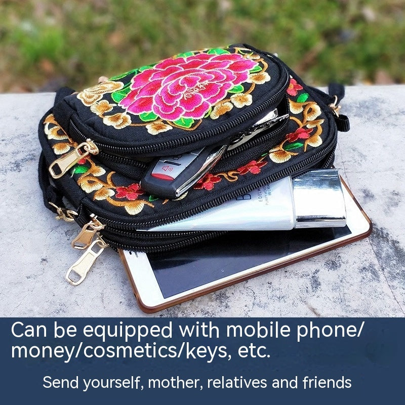 Vibrant Floral Embroidered Crossbody Bag for Women - Travel Accessory | Vibrant Pattern Bag | Coin Purse