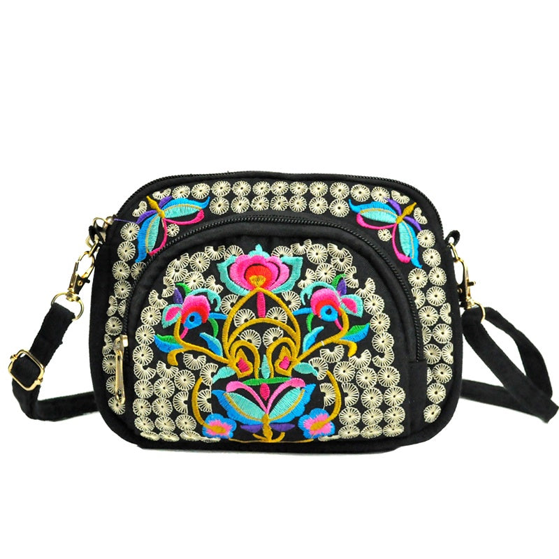 Vibrant Floral Embroidered Crossbody Bag for Women - Travel Accessory | Vibrant Pattern Bag | Coin Purse