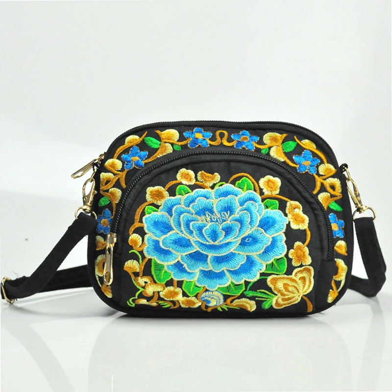 Vibrant Floral Embroidered Crossbody Bag for Women - Travel Accessory | Vibrant Pattern Bag | Coin Purse