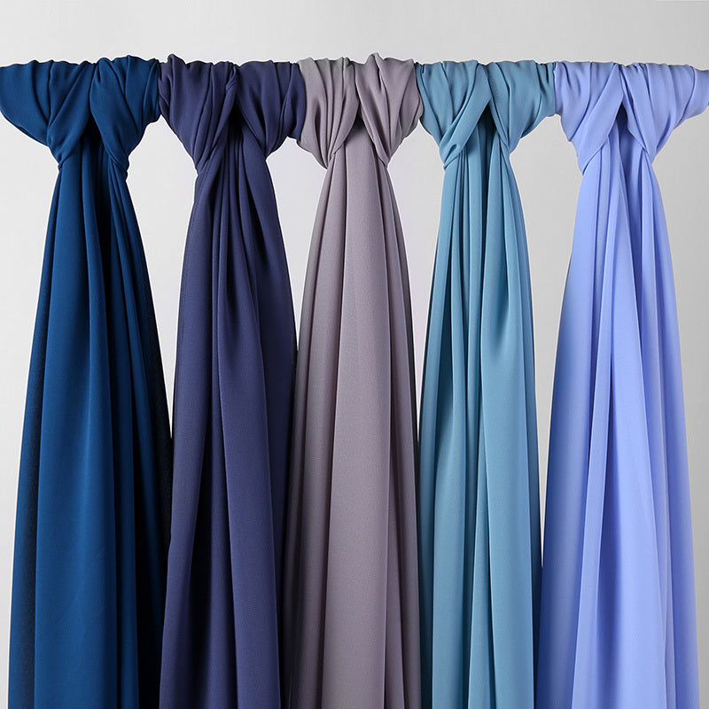 1pc Ramadan Solid Color Pearl Chiffon Scarf Muslim Hijab