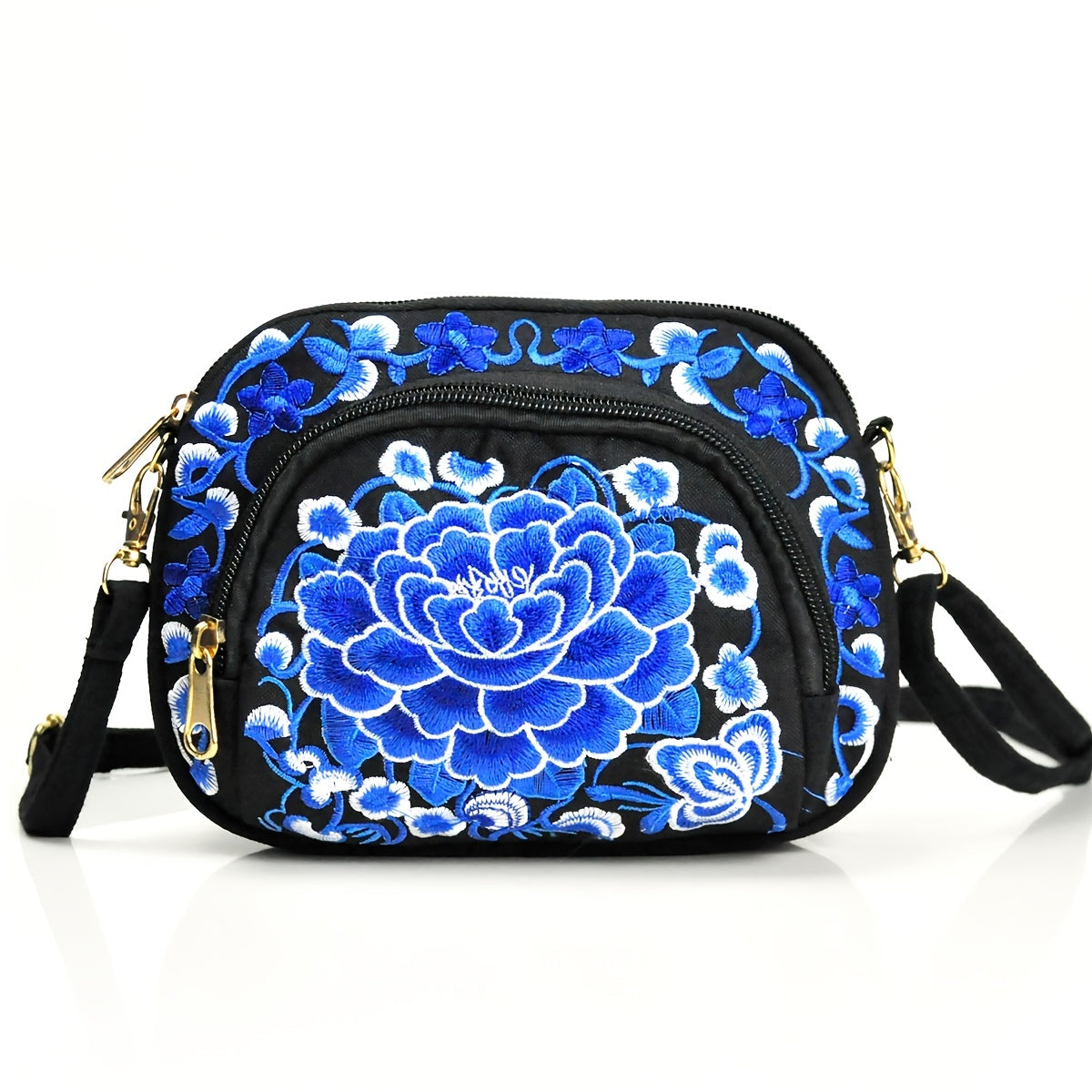 Vibrant Floral Embroidered Crossbody Bag for Women - Travel Accessory | Vibrant Pattern Bag | Coin Purse