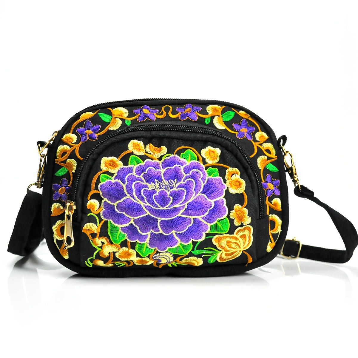 Vibrant Floral Embroidered Crossbody Bag for Women - Travel Accessory | Vibrant Pattern Bag | Coin Purse