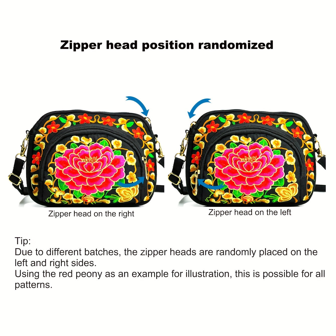 Vibrant Floral Embroidered Crossbody Bag for Women - Travel Accessory | Vibrant Pattern Bag | Coin Purse
