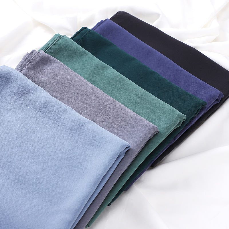 1pc Ramadan Solid Color Pearl Chiffon Scarf Muslim Hijab