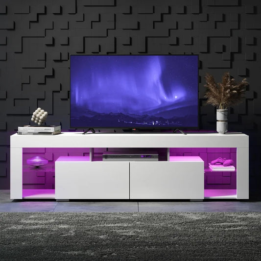 GALAXHERO 63 Inch TV Stand Modern TV Console 2 Drawers LED Entertainment Center for 60-70 Inch TV Living Room