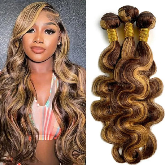 36 38 Inch Highlight Body Wave Bundles 100% Human Hair Unprocessed Brazilian Virgin 1 3 4 Pcs Raw Hair Bundles Weave Extensions