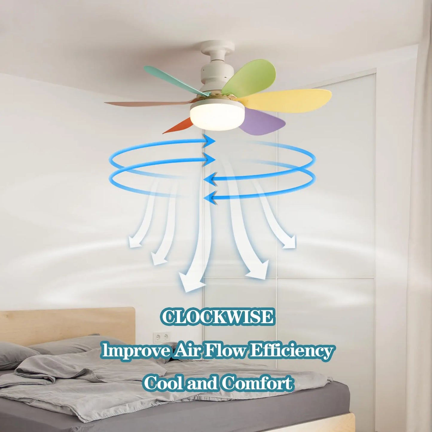 Ceiling Fans With Remote Control and Light LED Lamp For Bedroom Living Room