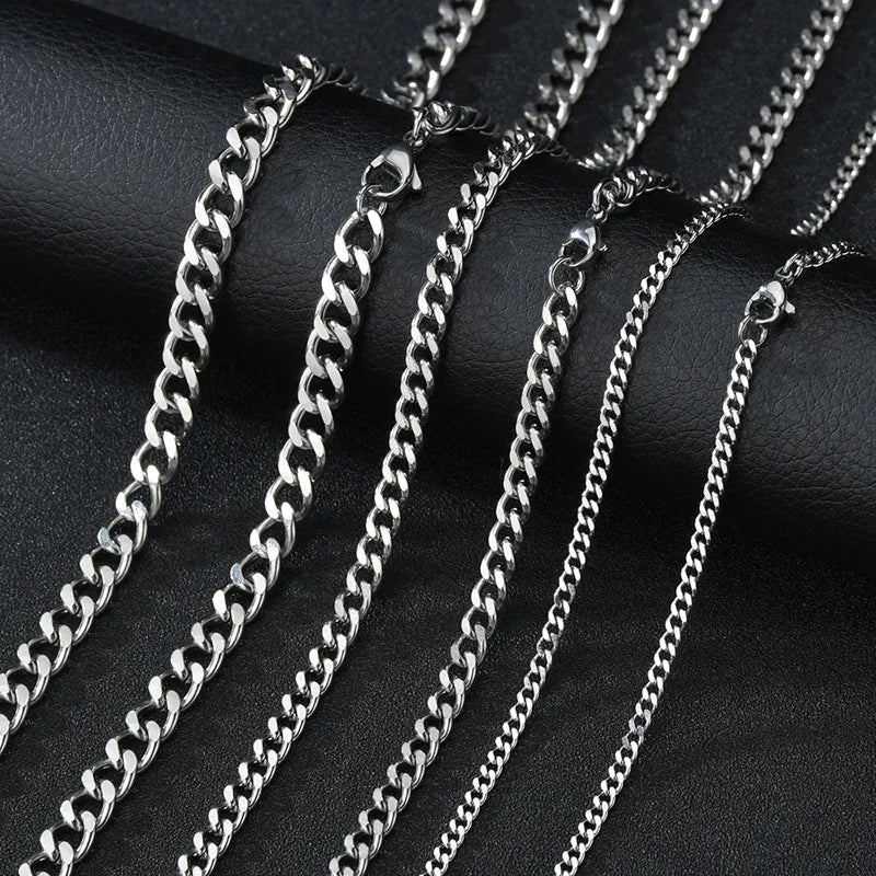 Hip Hop Cuban Chain Necklace Rock Stainless Steel Basic Chain Men Necklace Simple Necklace For Women Fashion Party Jewelry