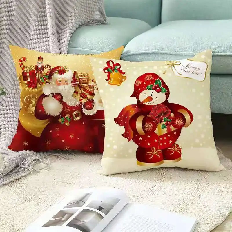 NewPillow Cover, Christmas Plaid Letter Santa Claus Print Square Pillowcase Pillow Accessories for Living Room Bedroom