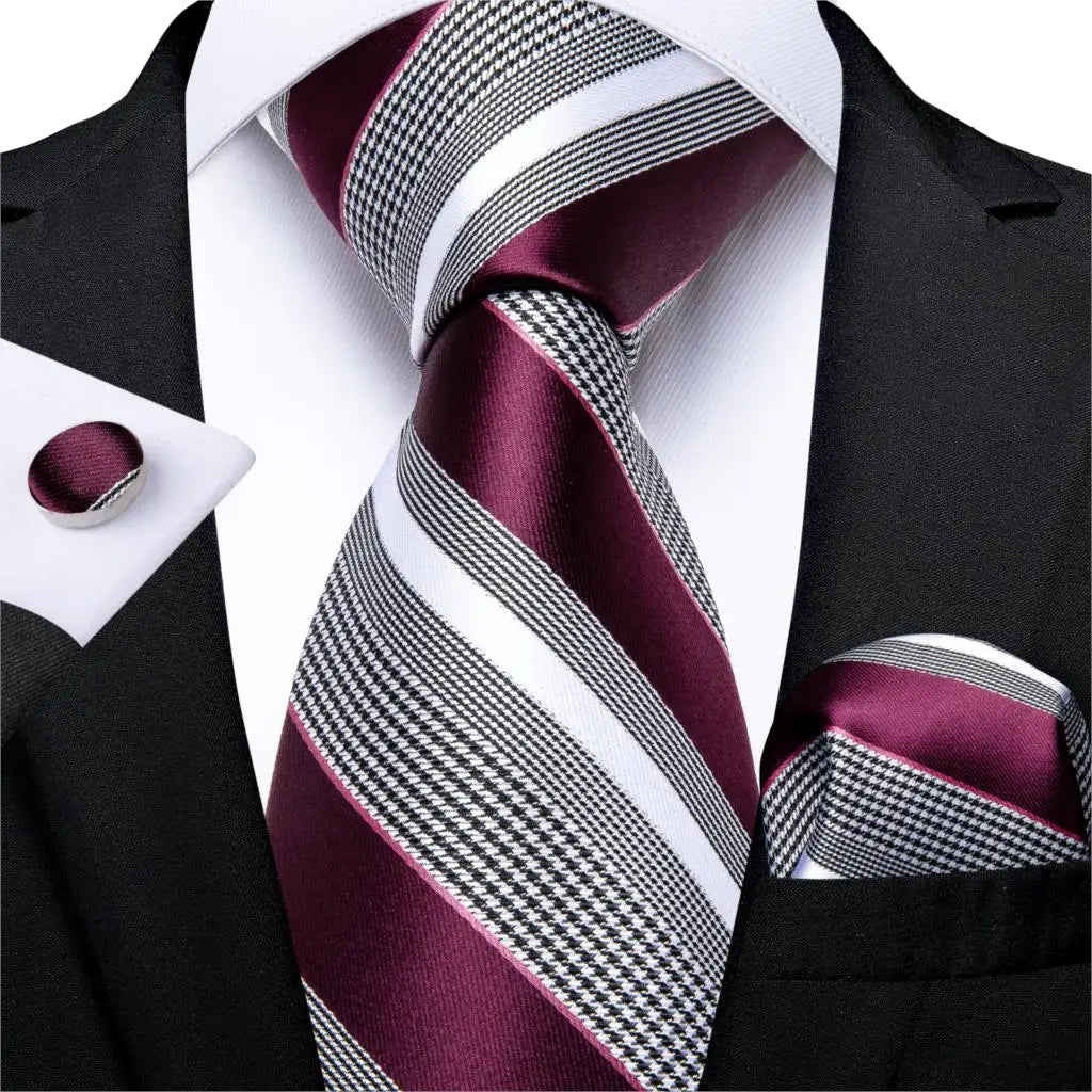 Gold Black Striped Silk Neck Ties