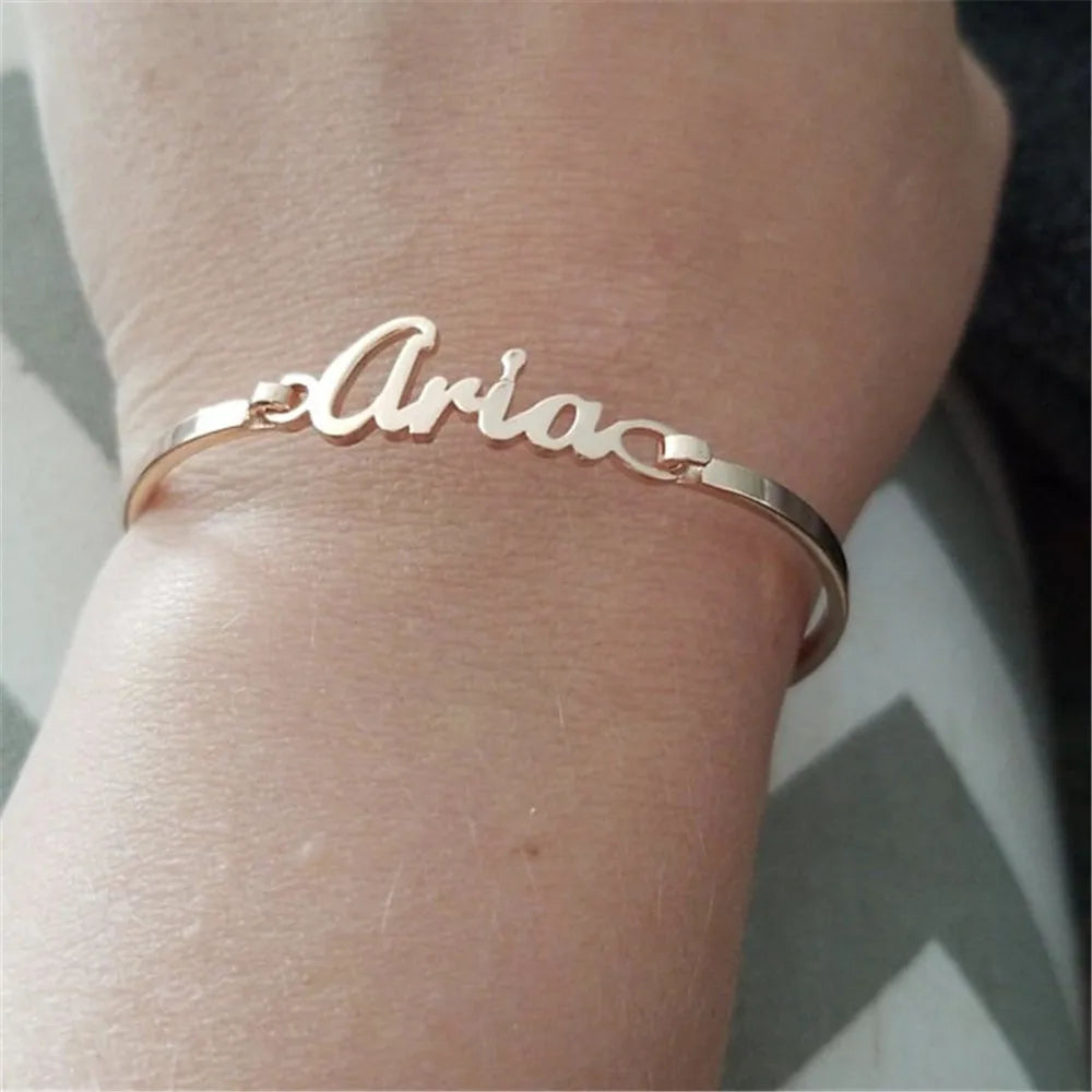 Personalized Custom Cuff Bangles Women Men Rose Gold