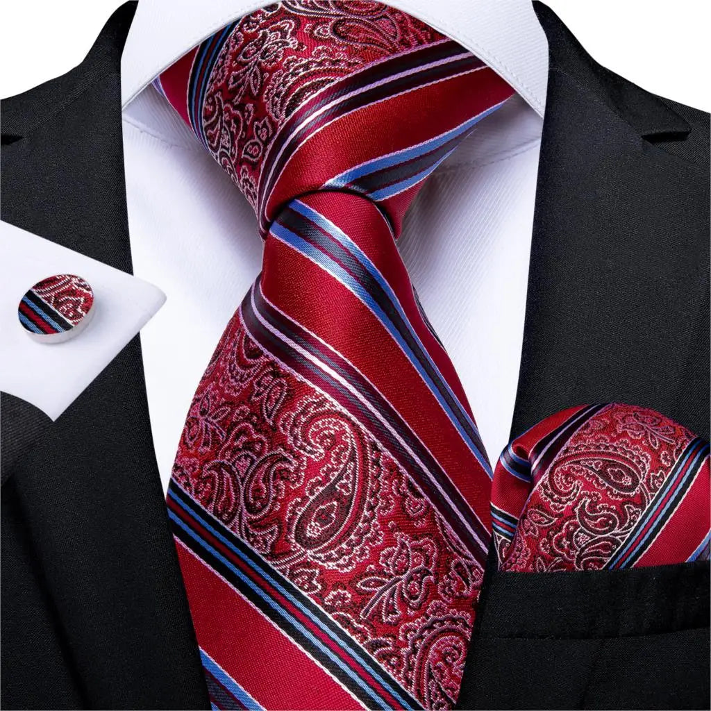 Gold Black Striped Silk Neck Ties