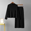 Fall 2024 Women Clothes Women's Custom Cotton Loungewear Ribbed Knitted 2 Two Piece Set Knit Hoodie Sweater Pant Suit for Women