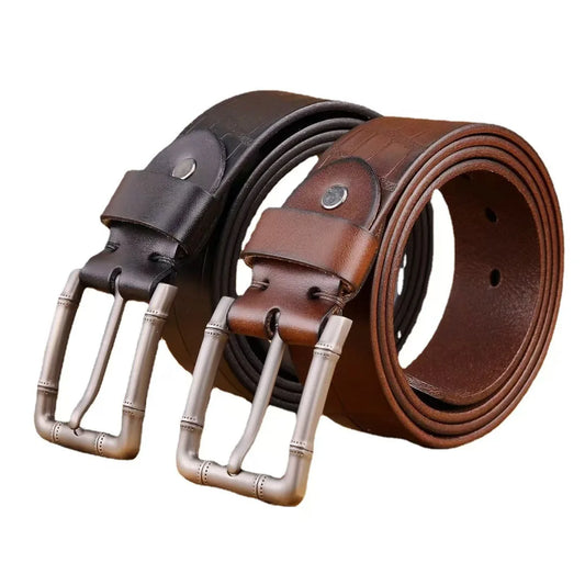 Leather Belt Casual and Versatile Top Layer Cowhide Jeans Belt Men's Needle Buckle