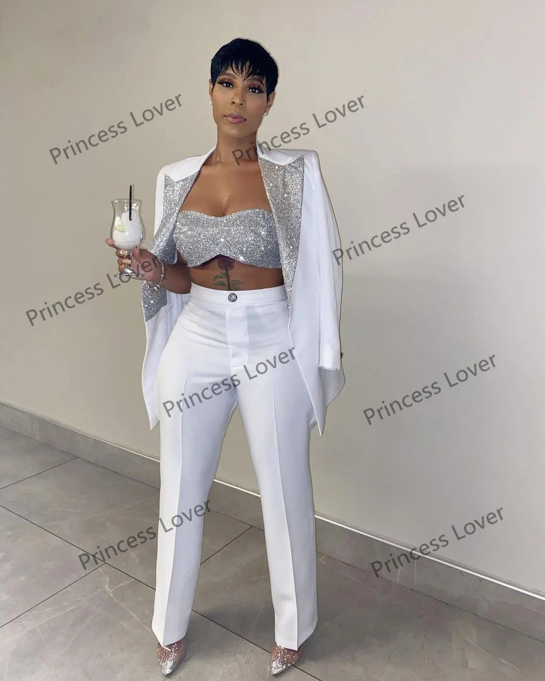 3 Pcs Women Blazer Suits Customized Bridesmaid Dress Long Sleeve Glitter Party Gowns Ladies Jacket Pants