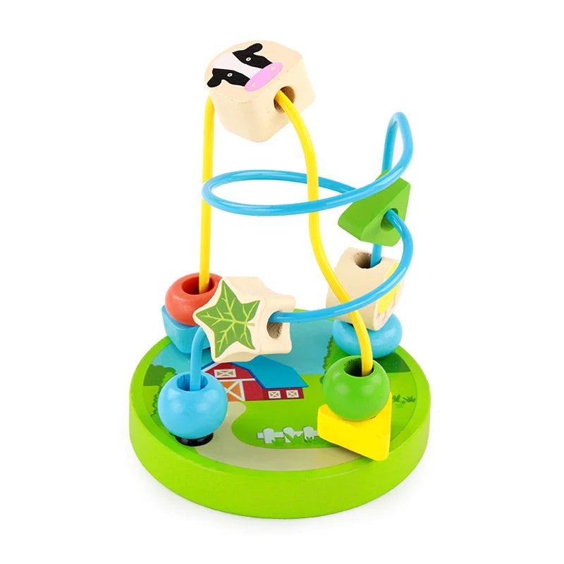 Montessori Wooden Toys Wooden Circles Bead Wire Maze Roller Coaster Toys Educational Wood Puzzles Boys Girls Kid Toy 6 Months