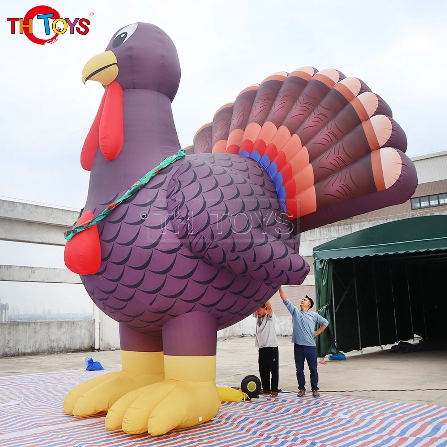Inflatable Turkey and Pumpkin Ornament Chicken Decoration for Halloween and Thanksgiving Holidays