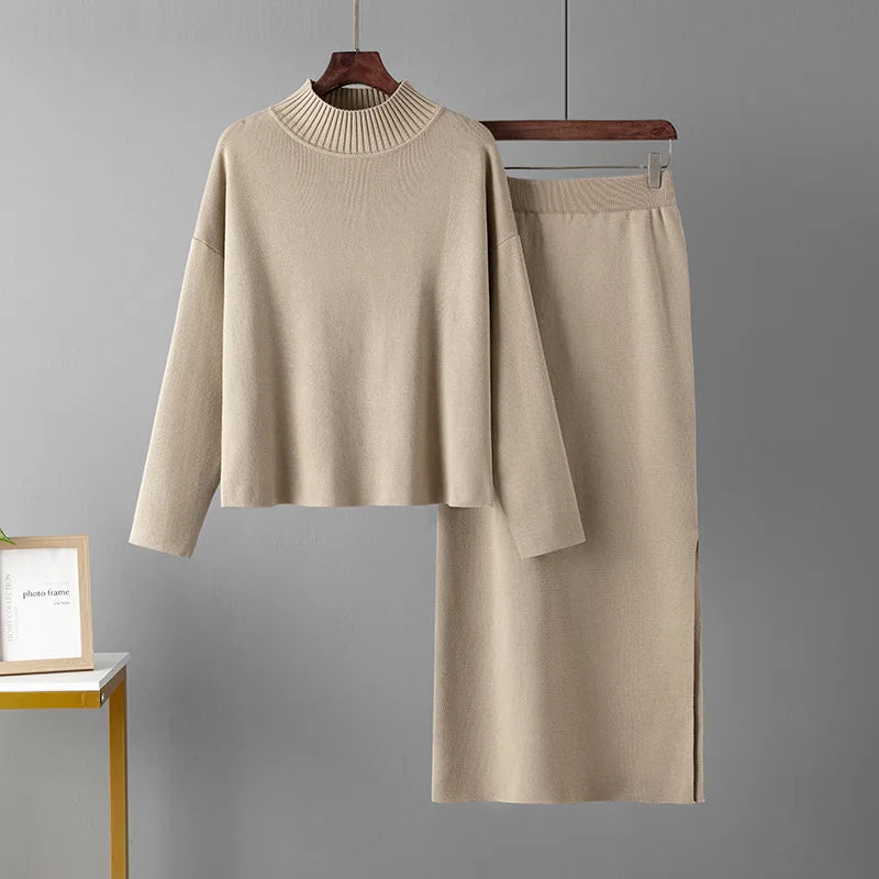 Fall 2024 Women Clothes Women's Custom Cotton Loungewear Ribbed Knitted 2 Two Piece Set Knit Hoodie Sweater Pant Suit for Women