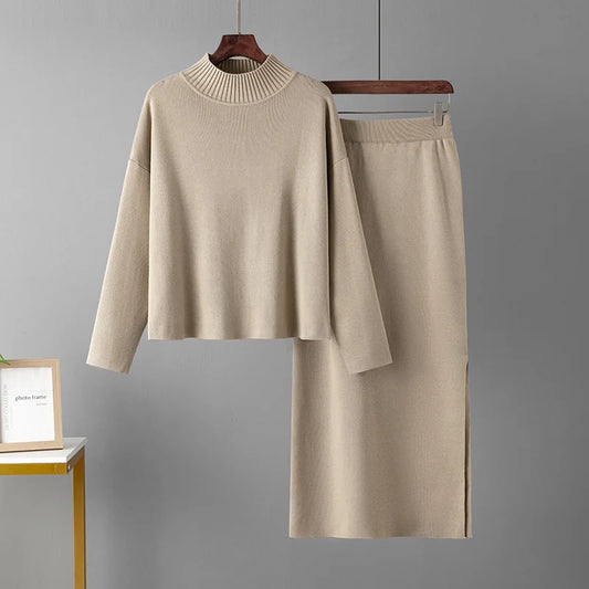 Fall 2024 Women Clothes Women's Custom Cotton Loungewear Ribbed Knitted 2 Two Piece Set Knit Hoodie Sweater Pant Suit for Women