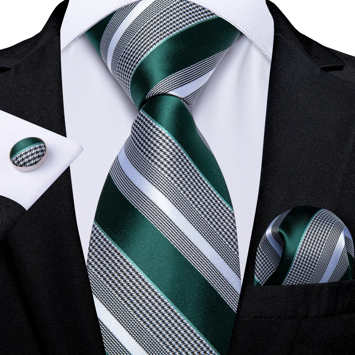 Gold Black Striped Silk Neck Ties