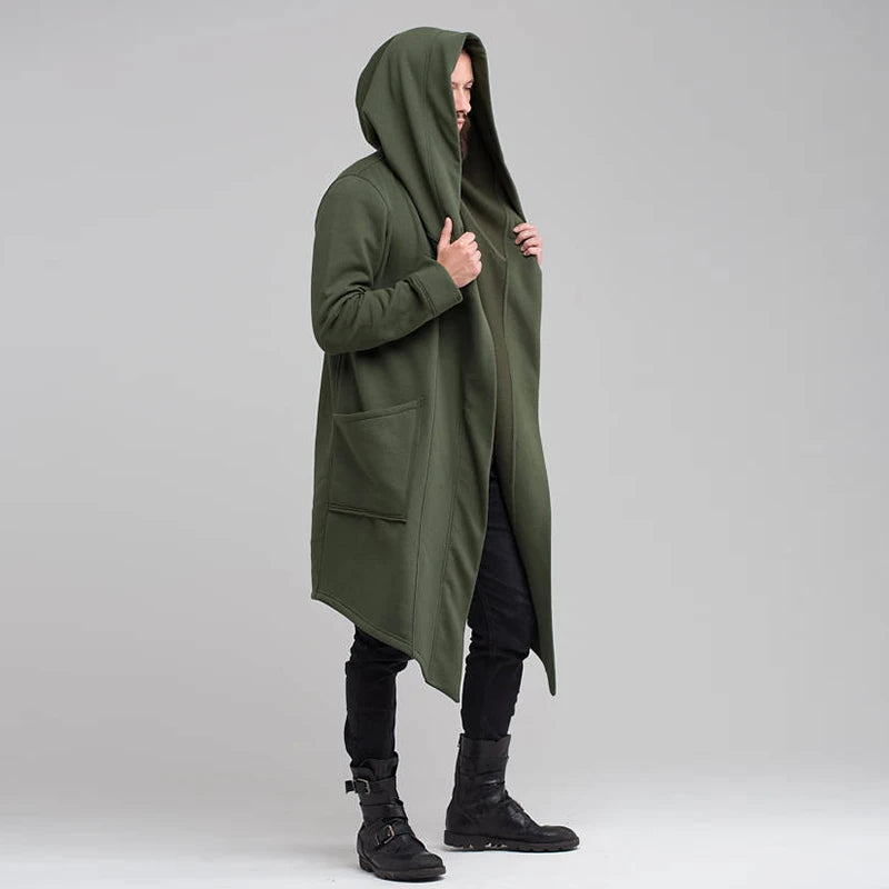 Men's Hooded Cardigan Trench Coat