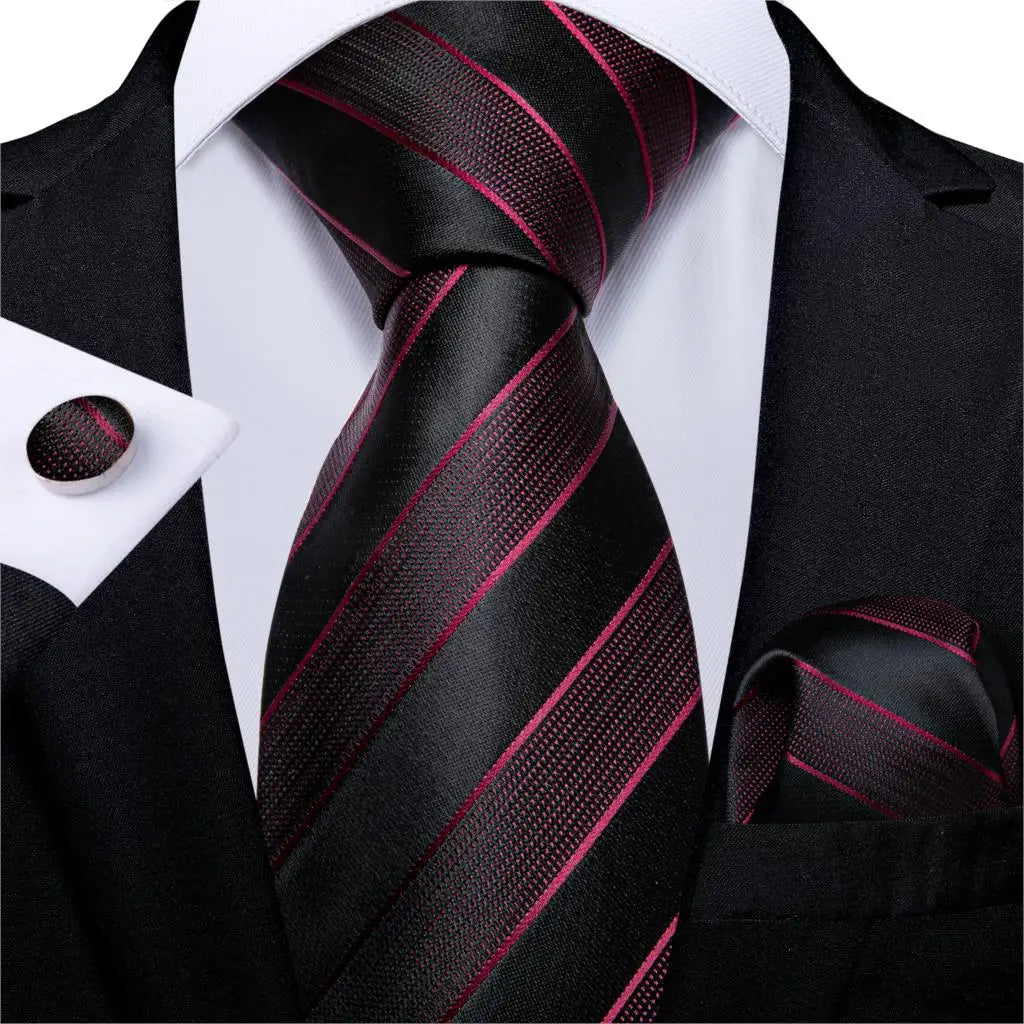 Gold Black Striped Silk Neck Ties